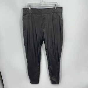 SPANX Leather-Like Ankle Skinny Pant / Legging NOIR BLACK womens 1X 20282R